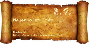 Mayerhofer Irén névjegykártya